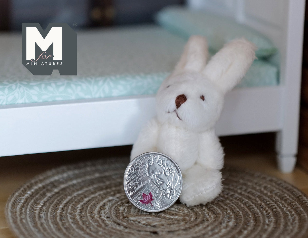 1:12 Scale Miniature Plush Bunny Doll, Standing, 3-1/8 inch tall, DIY Dollhouse Supply (cream)