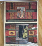 1:12 scale miniature fairy tale print lithographed wood trunk kit in red and green, printed sheets and parts in a bag