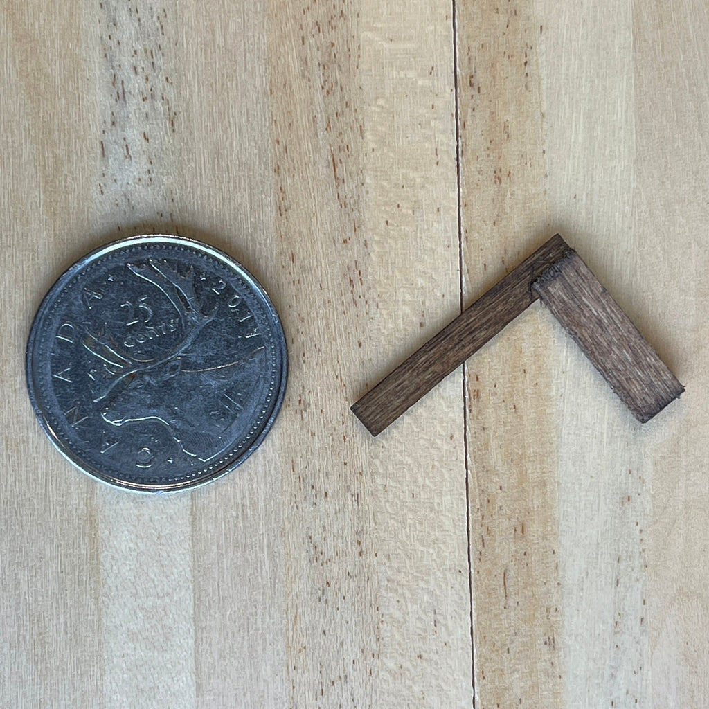 1:12 Scale Miniature Wood Try Square, 90 Degree Measuring Tool, 1 inch long, DIY Dollhouse Supply