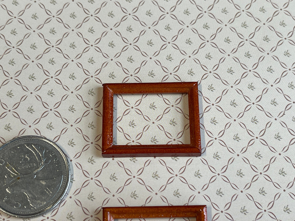 1:12 Scale Miniature Rectangular Picture Frames, Set of 2, 1-1/8 inch wide, DIY Dollhouse Supply (mahogany)