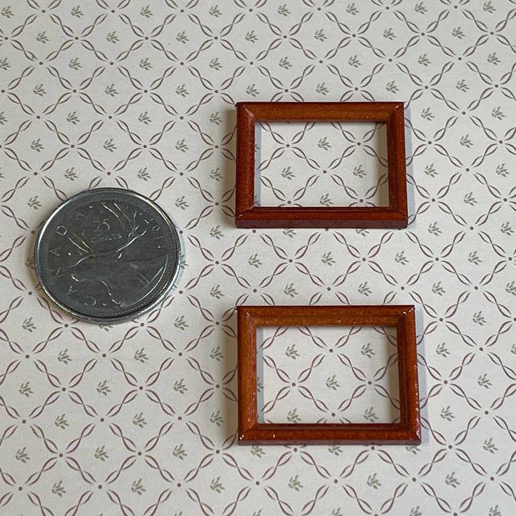 Cadres photo rectangulaires miniatures à l'échelle 1:12, lot de 2, 2,8 cm de large, fournitures pour maison de poupée DIY (acajou)