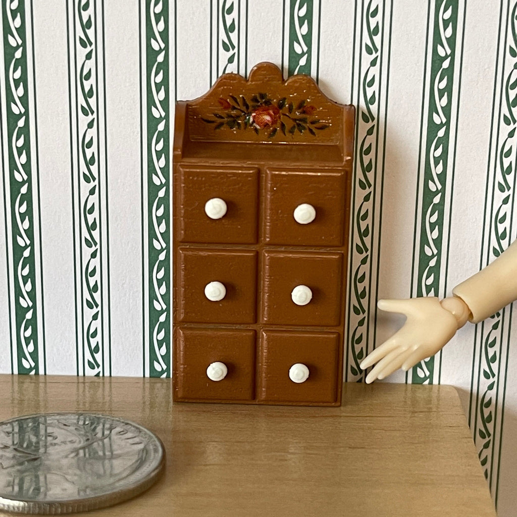 1:12 miniature kitchen decorated spice chest (fixed drawers) - F044