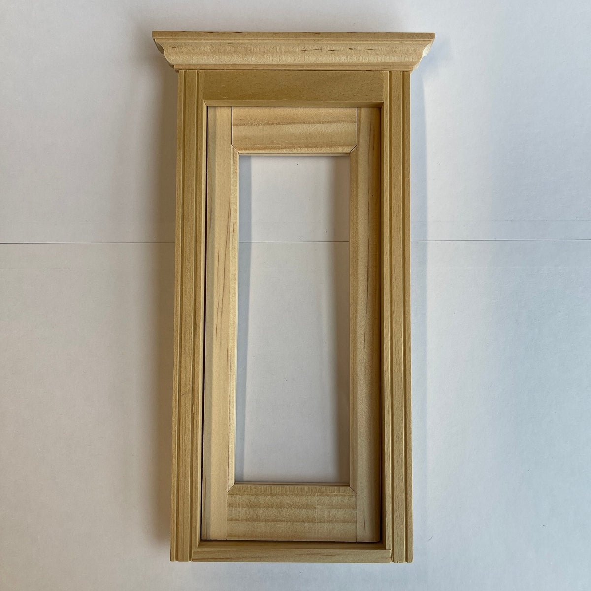 1:12 Scale Miniature Unfinished Dollhouse Victorian Glazed Exterior Door with Pediment, 7-11/16 inch high
