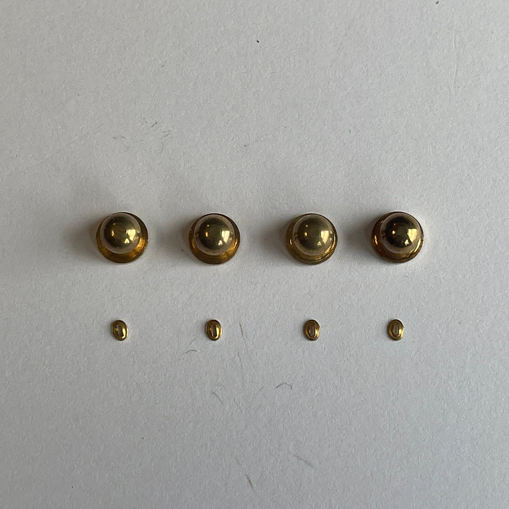 1:12 Scale Miniature Brass Dollhouse Door Knobs with Backplates, Set of 4, 1/4 inch dia.