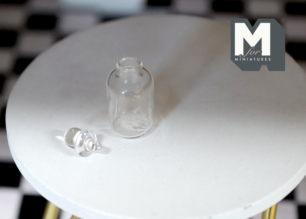 1:12 Scale Miniature Slim Clear Glass Jar with Lid, 1-1/16 inch tall, DIY Dollhouse Supply (A10)