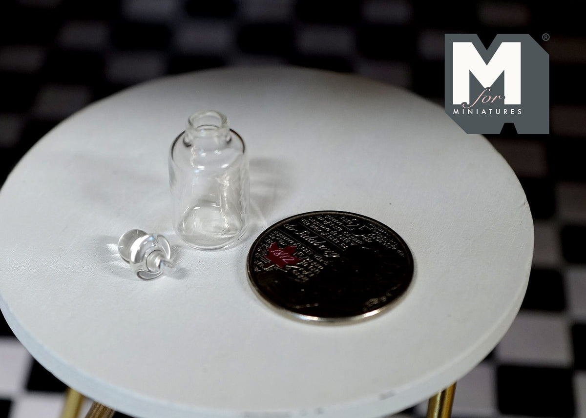 1:12 Scale Miniature Slim Clear Glass Jar with Lid, 1-1/16 inch tall, DIY Dollhouse Supply (A10)