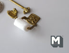 1:12 Scale Miniature Toilet Roll Holder, Towel Bar and Soap Dish, Set of 3, 1-7/8 inch long, DIY Dollhouse Supply (brass)