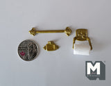 Dollhouse Bathroom Toilet Roll Holder Soap Dish and Towel Rod 1:12 Scale Set of 3 - F037