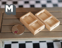 1:12 Dollhouse Miniature Unpainted Wooden Tray set of 2  - F070