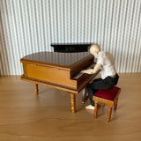 1:12 Dollhouse Miniature Grand Piano with Bench , Music Stand, Pedals , Lid and Lip Prop , Miniature Piano