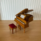 1:12 Dollhouse Miniature Grand Piano with Bench , Music Stand, Pedals , Lid and Lip Prop , Miniature Piano