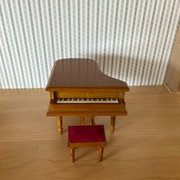 1:12 Dollhouse Miniature Grand Piano with Bench , Music Stand, Pedals , Lid and Lip Prop , Miniature Piano