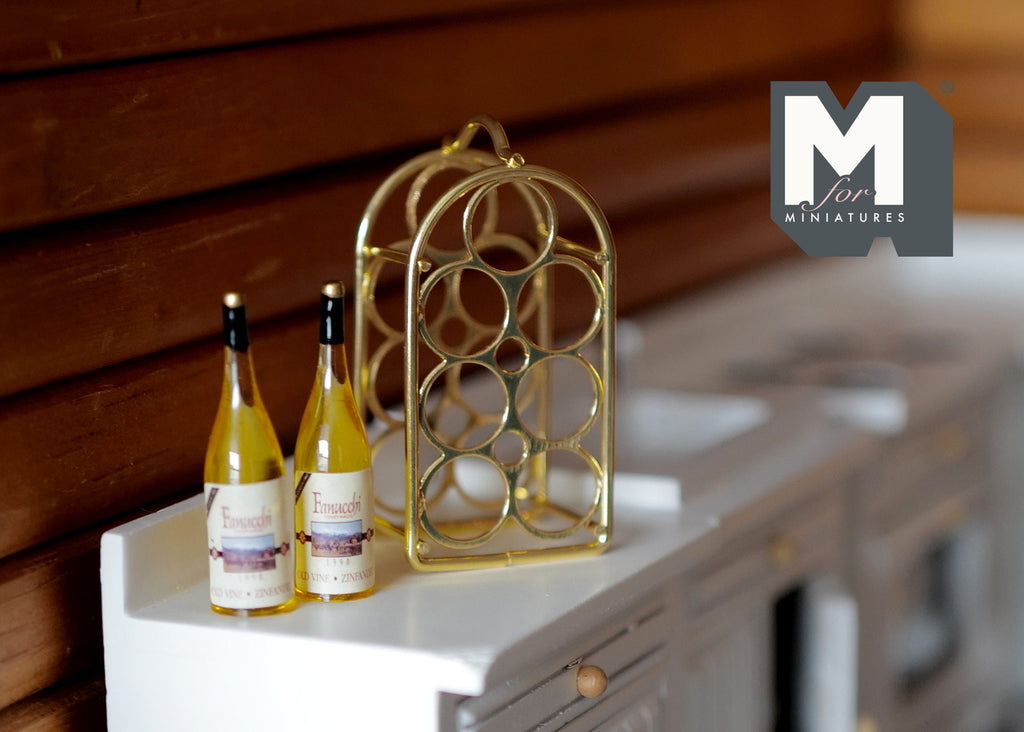 1:12 Miniature Wine Rack with 2 Wine Bottles Wine Bottle Holder Hanging Stand - H009