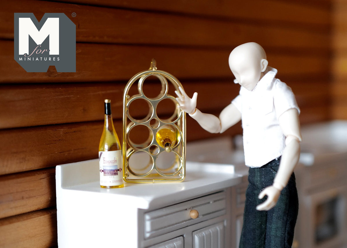 1:12 Miniature Wine Rack with 2 Wine Bottles Wine Bottle Holder Hanging Stand - H009