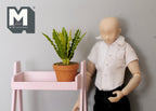 1:12 Scale Miniature Potted Green and Yellow Striped Leaf Plant in Clay Pot, 1-11/16 inch tall, DIY Dollhouse Supply