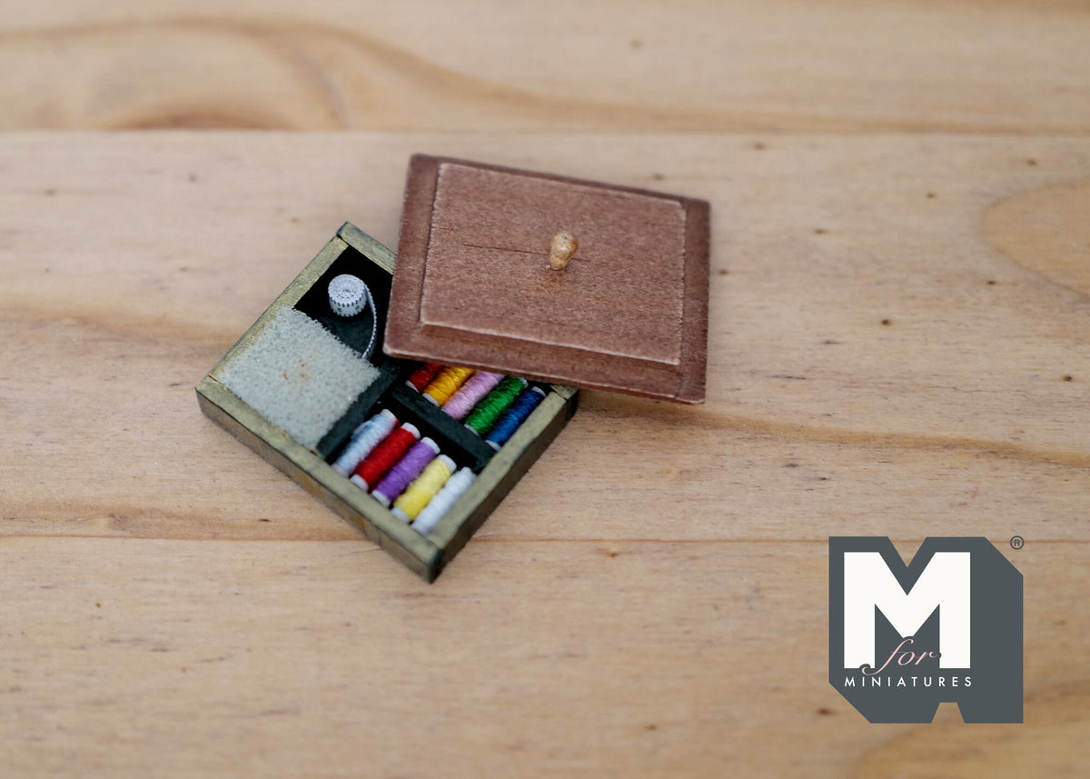 Dollhouse needlework box set dolls house stitching kit 1 12th scale miniature - C075