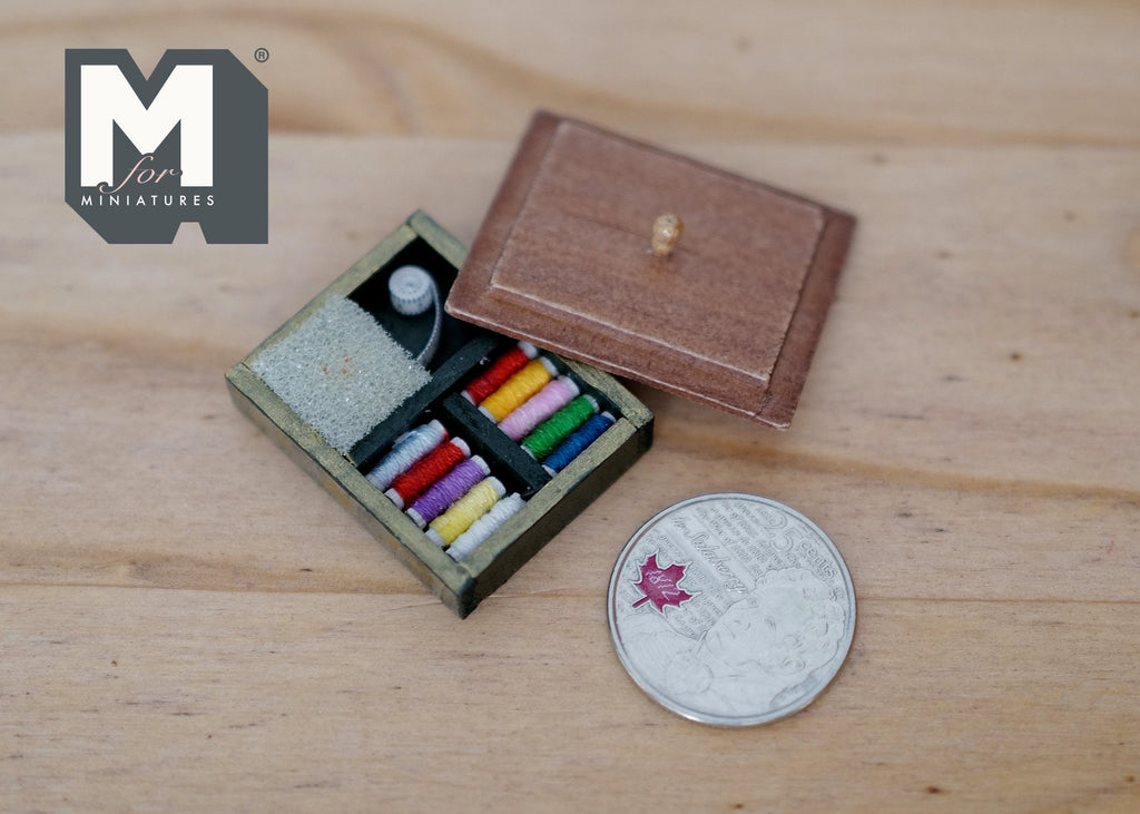 Dollhouse needlework box set dolls house stitching kit 1 12th scale miniature - C075
