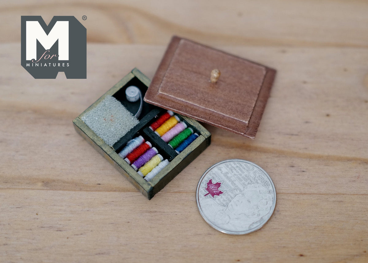 Dollhouse needlework box set dolls house stitching kit 1 12th scale miniature - C075