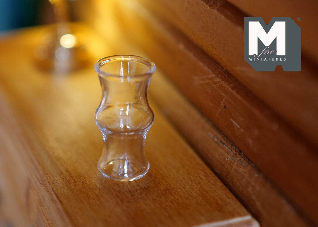 1:12 Scale Miniature Glass Vase, Curved Hourglass Shape, 1-3/16 inch tall, DIY Dollhouse Supply (A19)