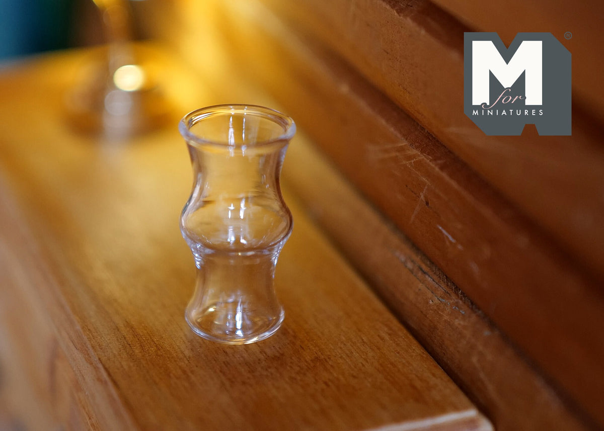 1:12 Scale Miniature Glass Vase, Curved Hourglass Shape, 1-3/16 inch tall, DIY Dollhouse Supply (A19)