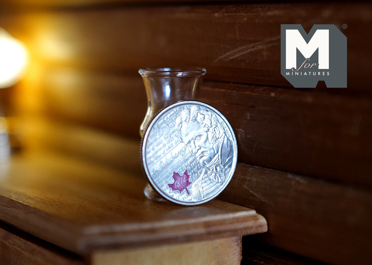 1:12 Scale Miniature Glass Vase, Curved Hourglass Shape, 1-3/16 inch tall, DIY Dollhouse Supply (A19)