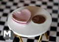 1:12 Scale Miniature Ceramic Heart Shaped Plates, Wavy Edge, Set of 2, 1-3/8 inch wide, DIY Dollhouse Supply (pink)