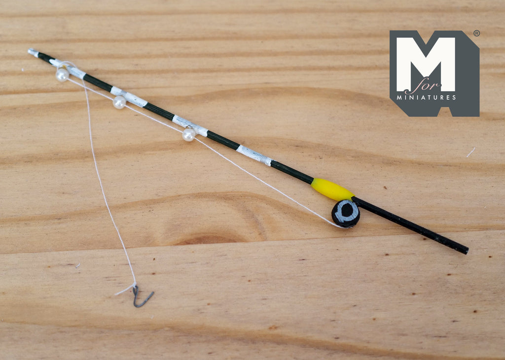 Miniature Fishing pole fish rod 1:12 Scale Decoration 6-7/8 inch long - E074