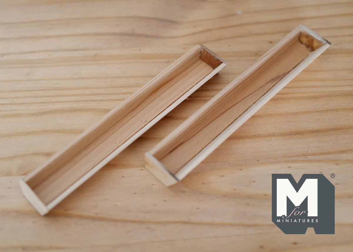 1:12 Scale Miniature Wood Window Box Planter, Rectangular, 6-3/16 inch long, DIY Dollhouse Supply