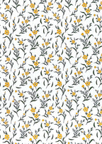 1:12 Scale Miniature Botanical Sprig Peel and Stick Wallpaper, 8 x 11 inch, DIY Dollhouse Supply (white)