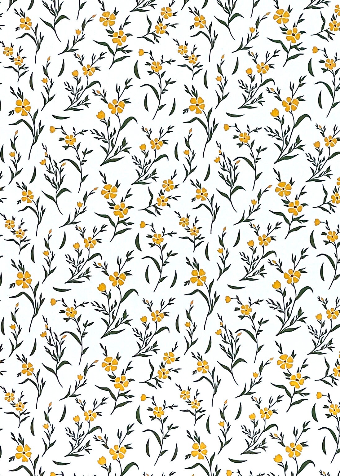 1:12 Scale Miniature Botanical Sprig Peel and Stick Wallpaper, 8 x 11 inch, DIY Dollhouse Supply (white)