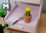 1:12 Miniature Cactus in Round Clay Pot Dollhouse Supplies Garden Flowers and Leaves (Short) - F085
