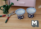 1:12 Dollhouse Miniature Ceramic Round flower pot set  of 2 - B080