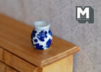 1:12 스케일 미니어처 세라믹 화분, 블루 플로럴 패턴, 높이 7/8인치, DIY 인형의 집 소품