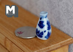 Dollhouse Supplies Miniature Ceramic Vase 1:12 Scale Garden Accessories Flower Planter Pot (blue) - B088