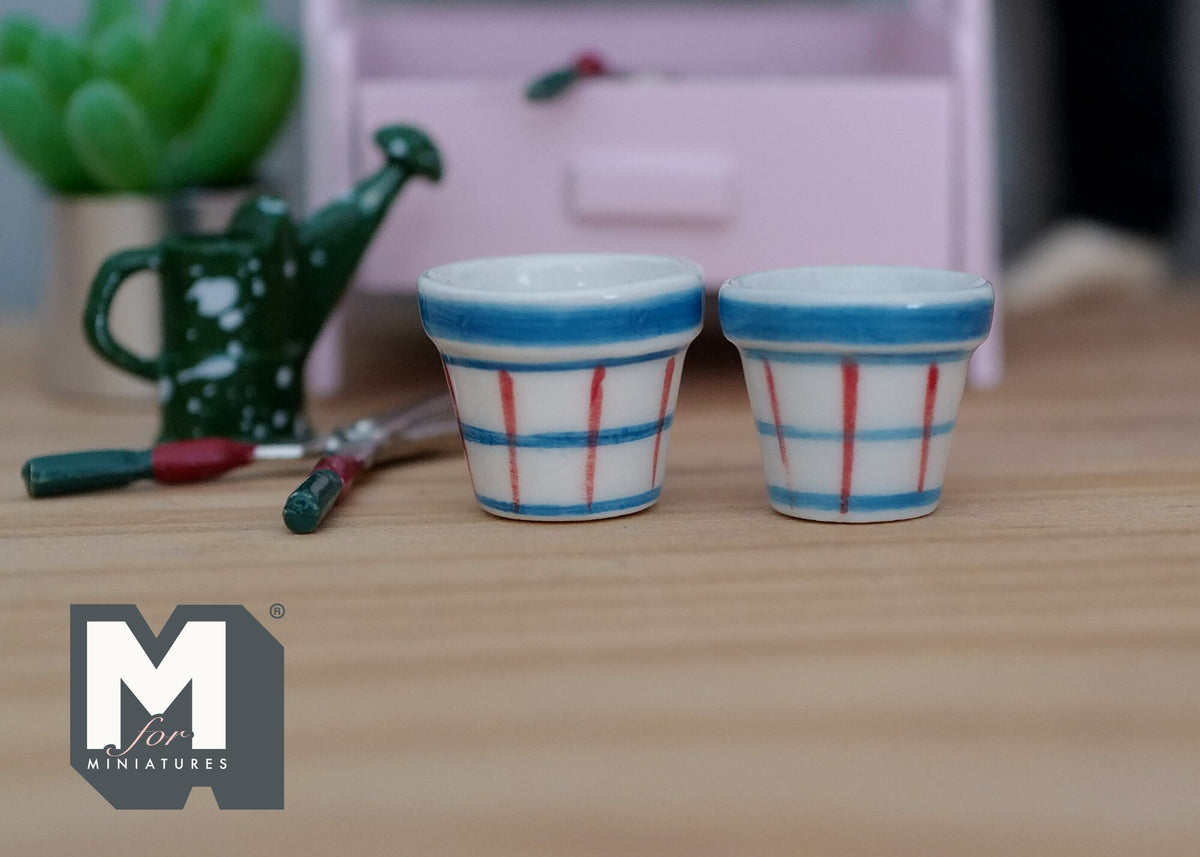 1:12 Dollhouse Miniature Ceramic Round flower pot set  of 2 - B080