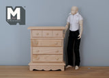 1:12 Dollhouse supplies miniature unpainted unfinished 4-drawer chest, Dollhouse Furniture drawer chest, 1/12th scale dresses - I011