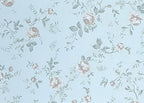 1:12 Scale Miniature Floral Peel and Stick Wallpaper, 8 x 11 inch, DIY Dollhouse Supply (light blue)