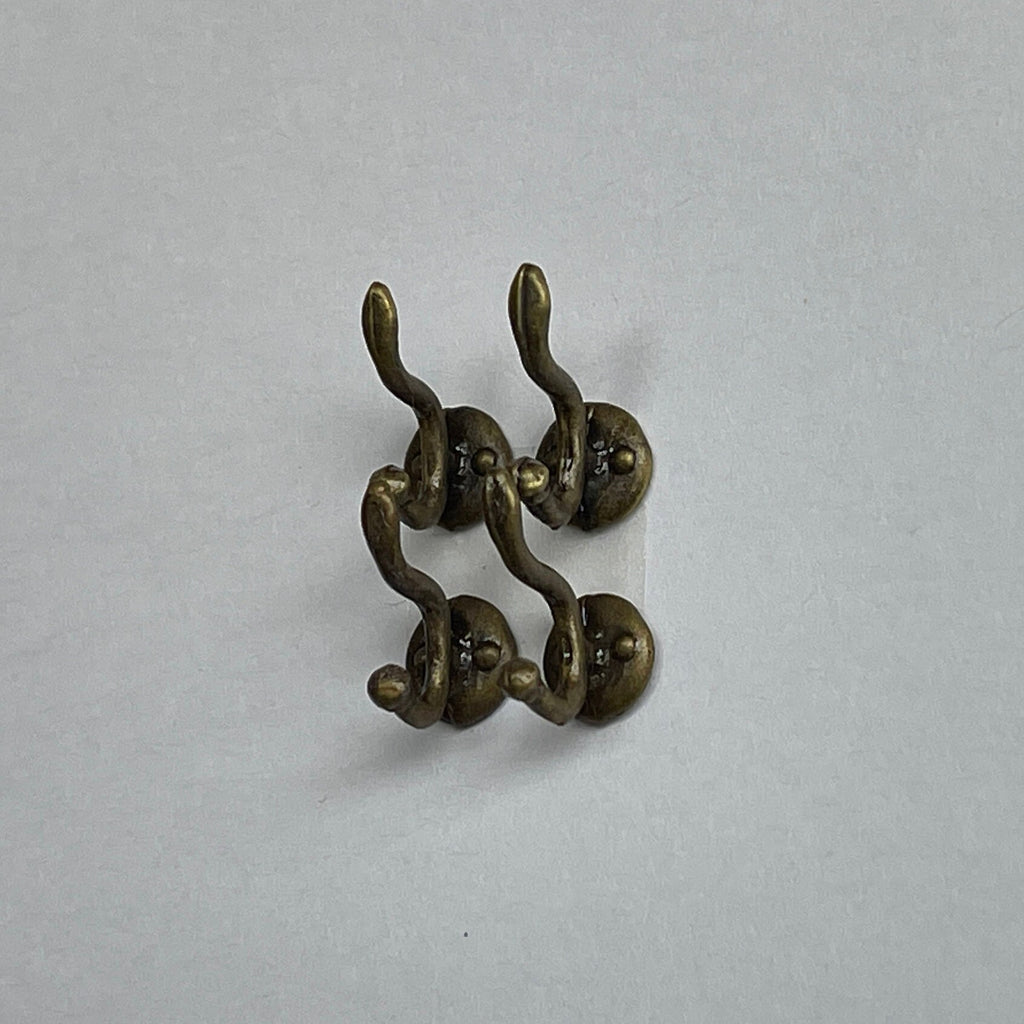 1:12 Scale Miniature Antique Bronze Dollhouse Wall Hooks, Set of 4