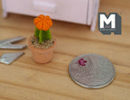 1:12 Miniature Cactus in Round Clay Pot Dollhouse Garden Flowers and Leaves (Short) - H033