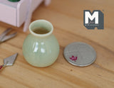 Dollhouse Supplies Fairy Garden Ceramic Vase 1:12 Scale Miniature Flower Pot Planter 1-1/16 inch tall (green) - B102 H020