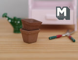 1:12 Dollhouse Miniature Clay Pottery Planter, flower pot set  of 2 - B082