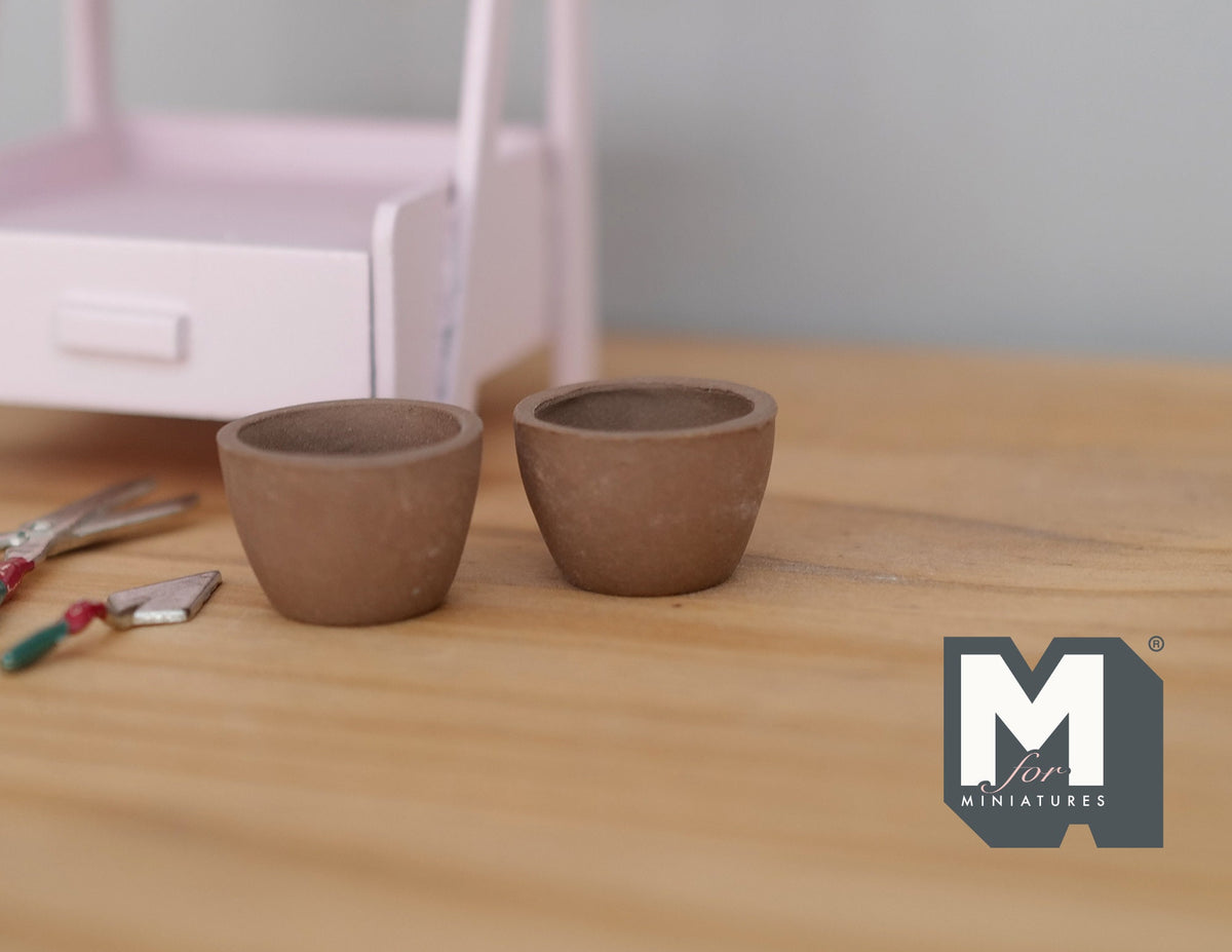 1:12 Dollhouse Miniature Clay Pottery Planter, flower pot set  of 2 - B082