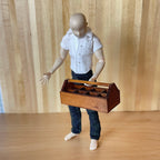 1:12 Scale Miniature Wood Garden Tool Caddy with Handle, 1-15/16 inch wide, DIY Dollhouse Supply (dark brown)