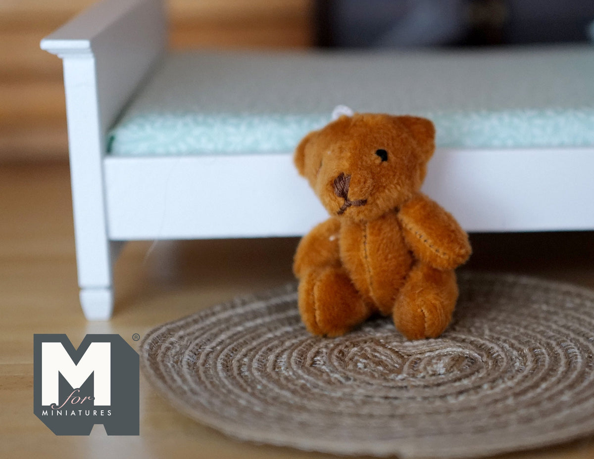 1:12 Scale Miniature Plush Teddy Bear with Big Head, Jointed Arms and Legs, 2-5/8 inch tall, DIY Dollhouse Supply (brown)
