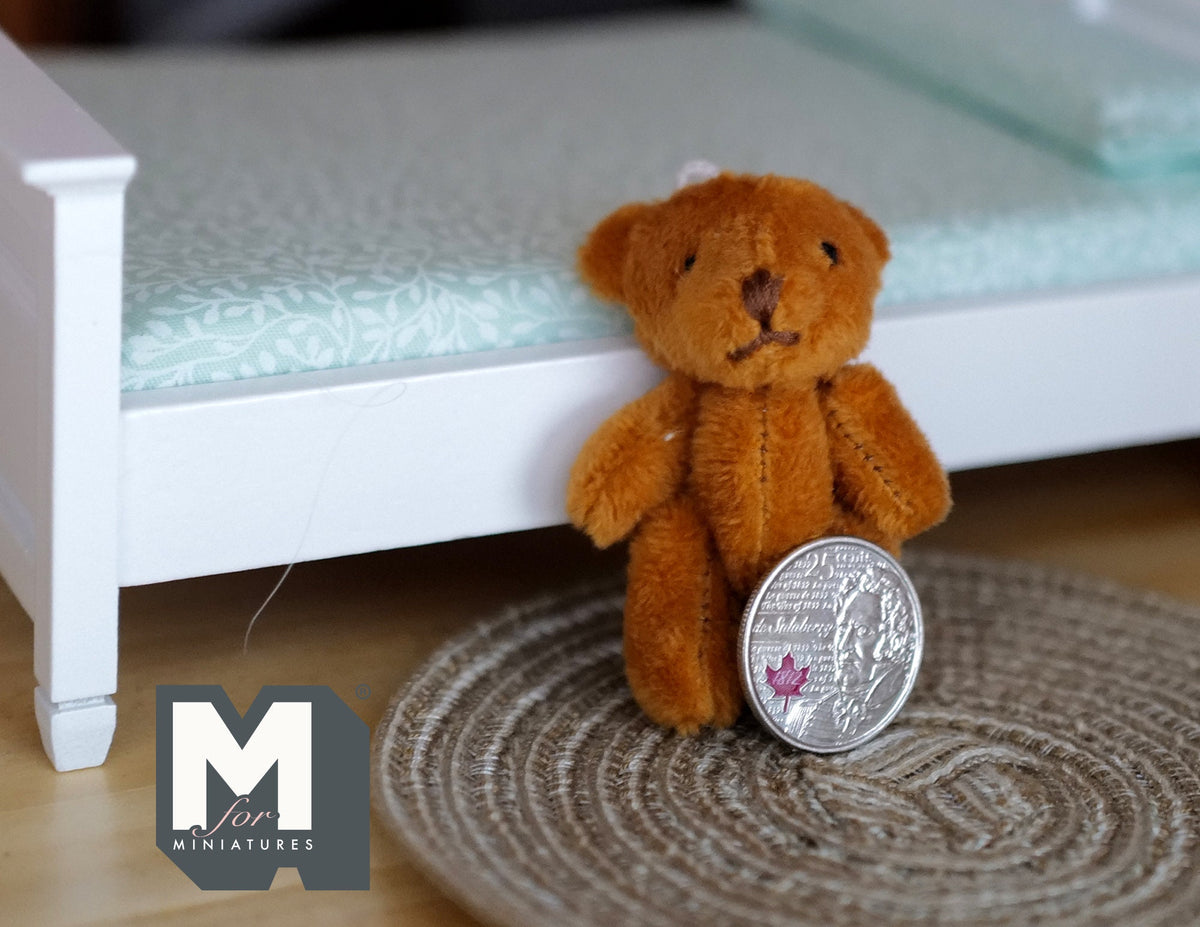 1:12 Scale Miniature Plush Teddy Bear with Big Head, Jointed Arms and Legs, 2-5/8 inch tall, DIY Dollhouse Supply (brown)