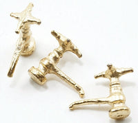 Dollhouse Miniature Brass Gold Plated Metal Faucet 6 Pack