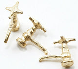 Dollhouse Miniature Brass Gold Plated Metal Faucet 6 Pack J024