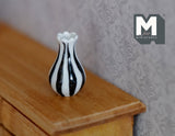1:12 Dollhouse Supplies Miniature Ceramic Flower Vase (white and black) - B080