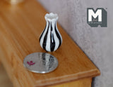 1:12 Dollhouse Supplies Miniature Ceramic Flower Vase (white and black) - B080
