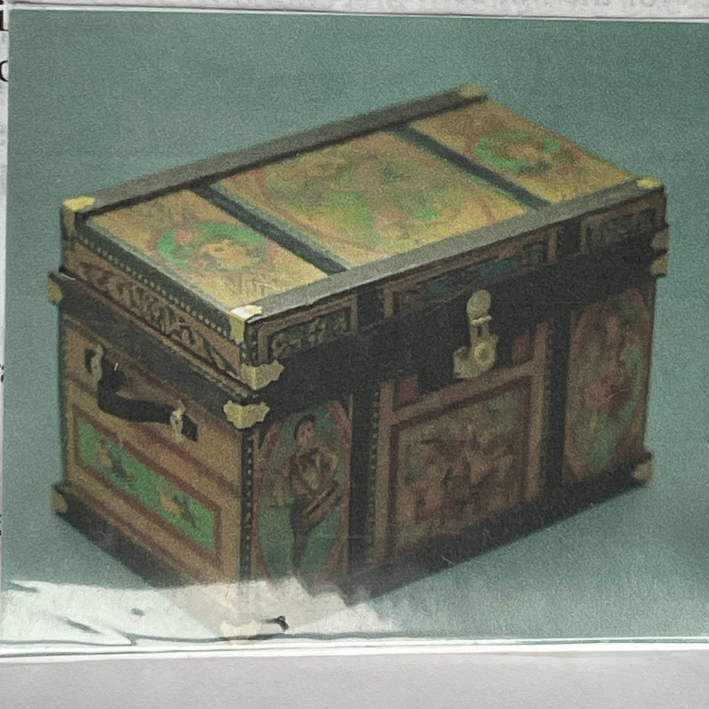1:12 Scale Miniature Lithographed Wood Trunk Kit, 2-3/4 inch wide, DIY Dollhouse Supply
